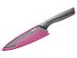 Růžový nůž Tefal se šedou rukojetí.
