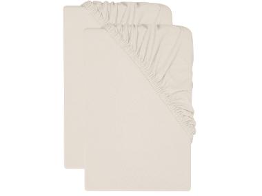 LIVARNO® Sada žerzejových napínacích prostěradel s podílem lnu, 90–100 x 200 cm, 2dílná, písková