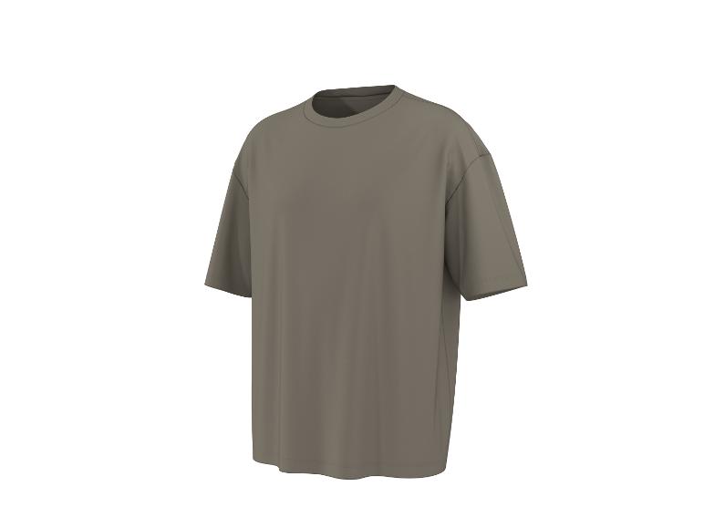 Jednoduché olivově zelené oversized tričko s krátkými rukávy a kulatým výstřihem.