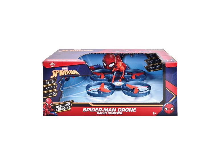 Dron Marvel Spider-Man v balení, s USB nabíjením a rádiovým ovládáním.