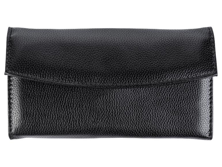 Černá texturovaná kožená peněženka nebo psaníčko s klopou