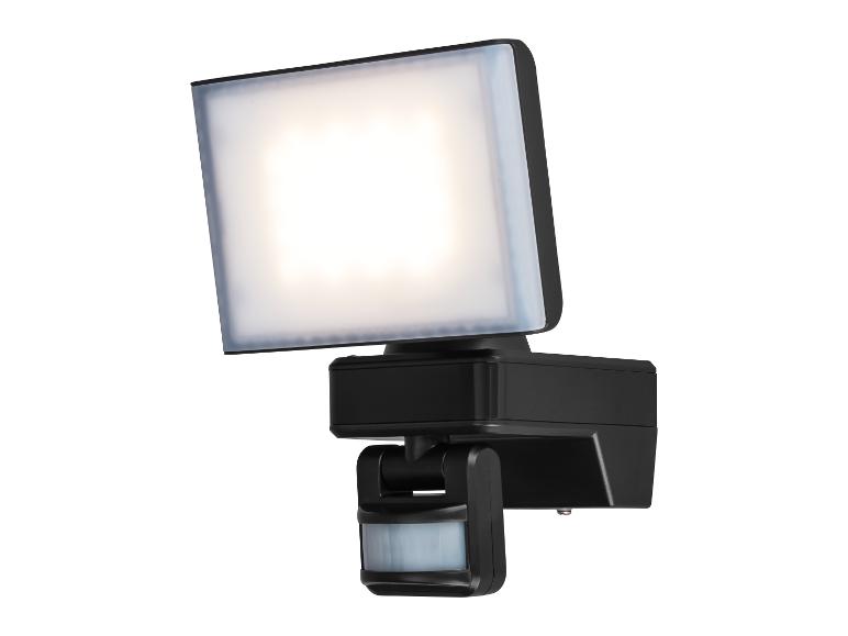 Černý LED reflektor s pohybovým senzorem, nástěnný