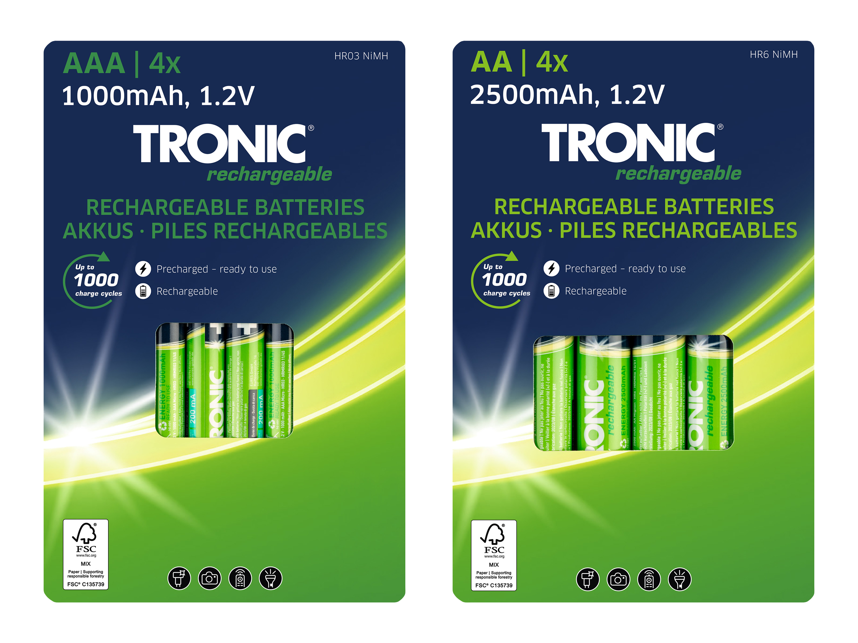 TRONIC® Nabíjecí baterie Ni-MH Ready 2 Use, 4 kusy