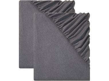 Sada napínacích prostěradel z jemného flanelu, 90–100 x 200 cm, tmavě šedá, 2dílná
