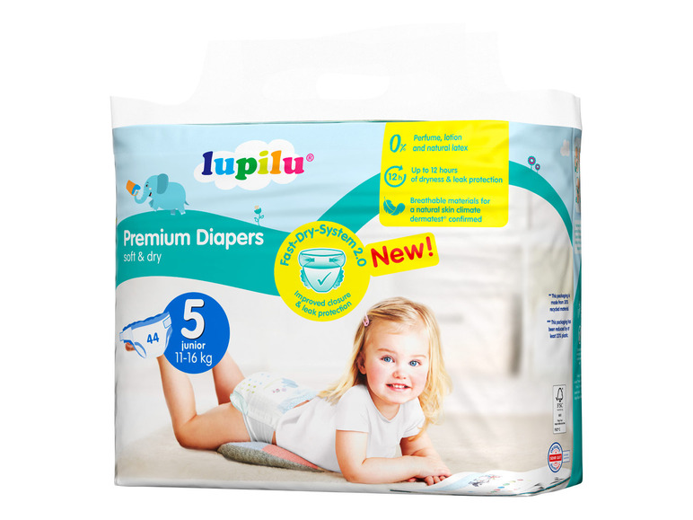  Zobrazit na celou obrazovku lupilu® Dětské pleny Soft & Dry, velikost 5 JUNIOR, 44 kusů - Obrázek 2