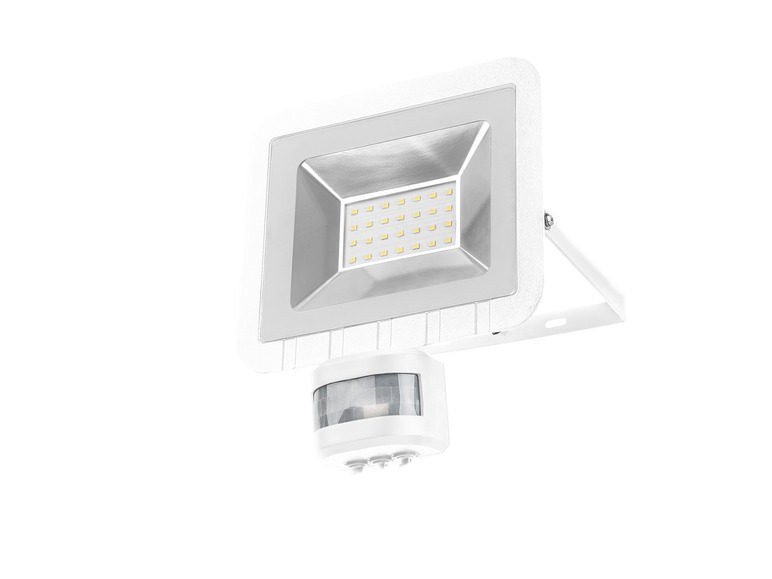 Bílý LED reflektor s pohybovým senzorem.
