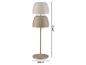 Béžová stolní lampa se dvěma stínítky, výška 41,9 cm, průměr základny 12 cm.