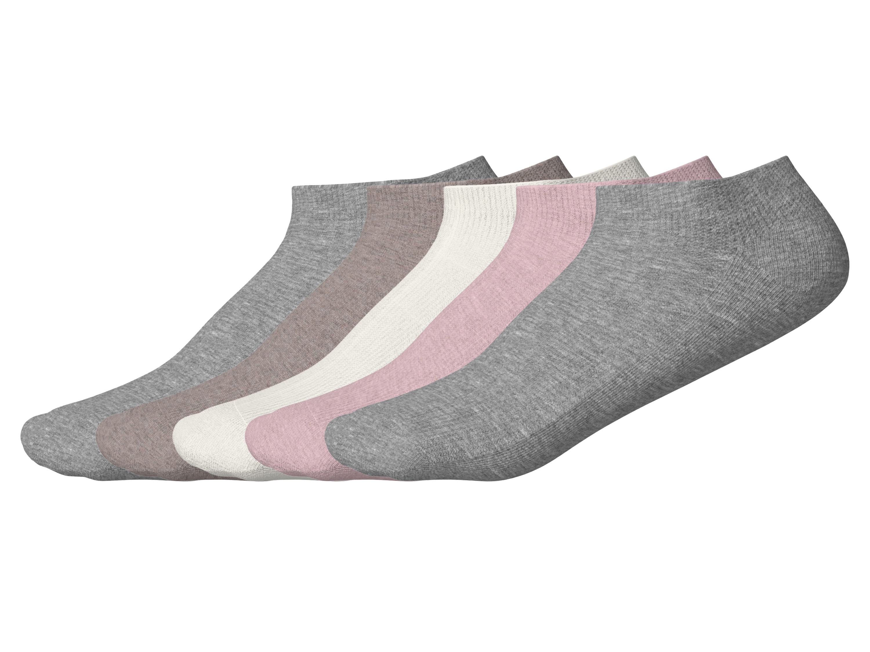 esmara® Dámské nízké ponožky s BIO bavlnou, 5 párů (bílá/růžová/šedá, 35/38)