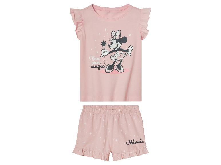 Růžová pyžamo Minnie Mouse: tričko a šortky.