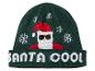 Zelená pletená čepice s motivem Santa Clausa a textem 'Santa Cool'.