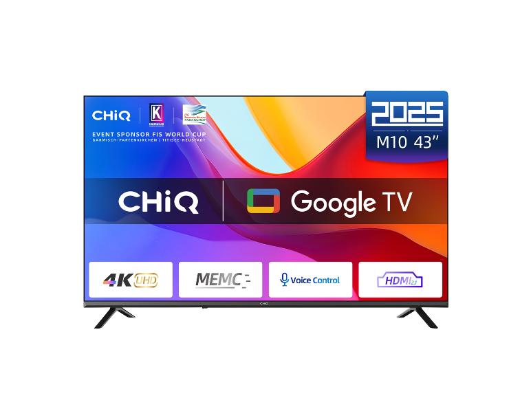 Televizor ChiQ M10 43' 4K UHD s Google TV, hlasovým ovládáním a HDMI 2.1.