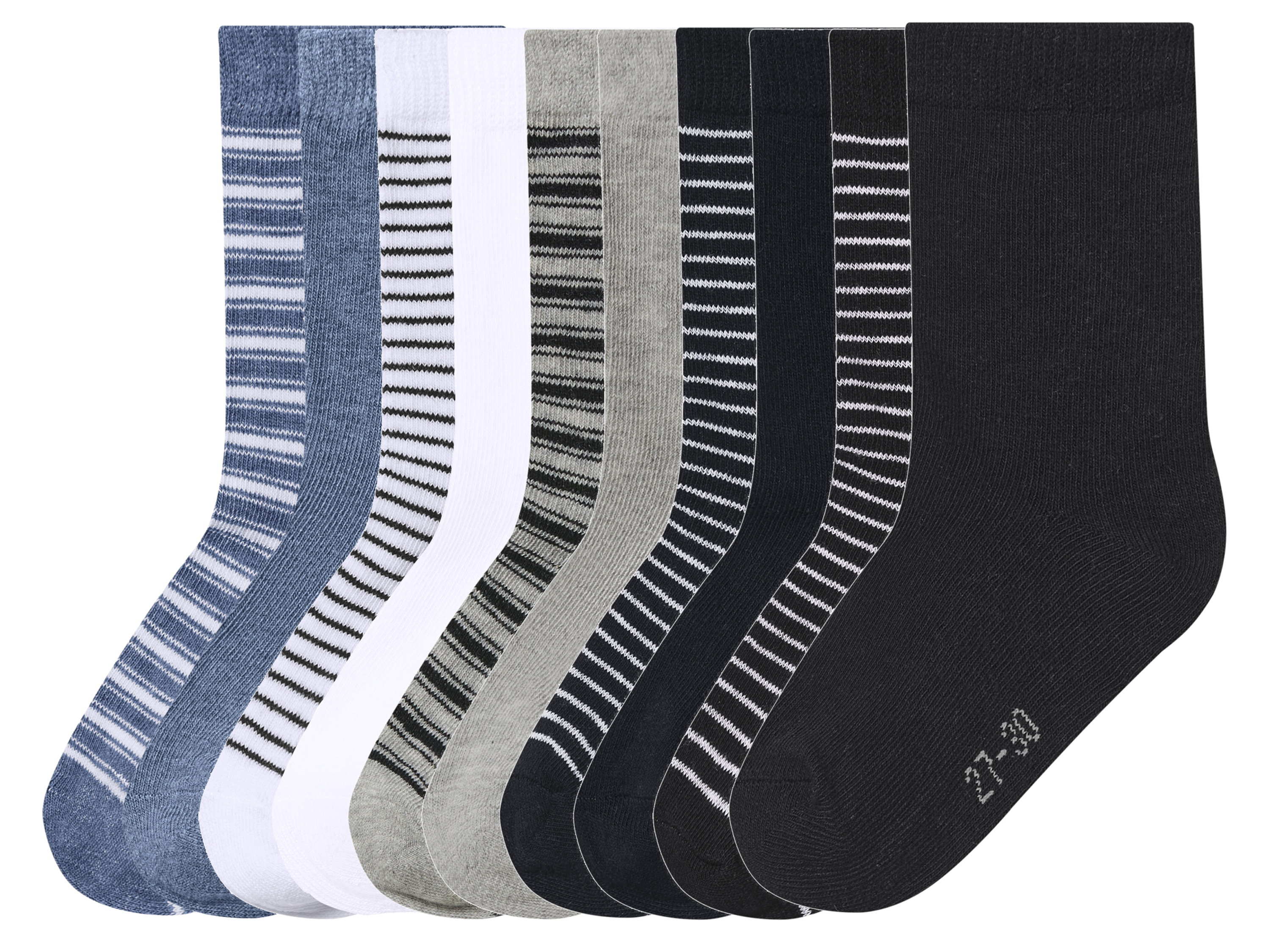 lupilu® Dětské ponožky s BIO bavlnou, 10 párů (šedá/černá, 27-30)