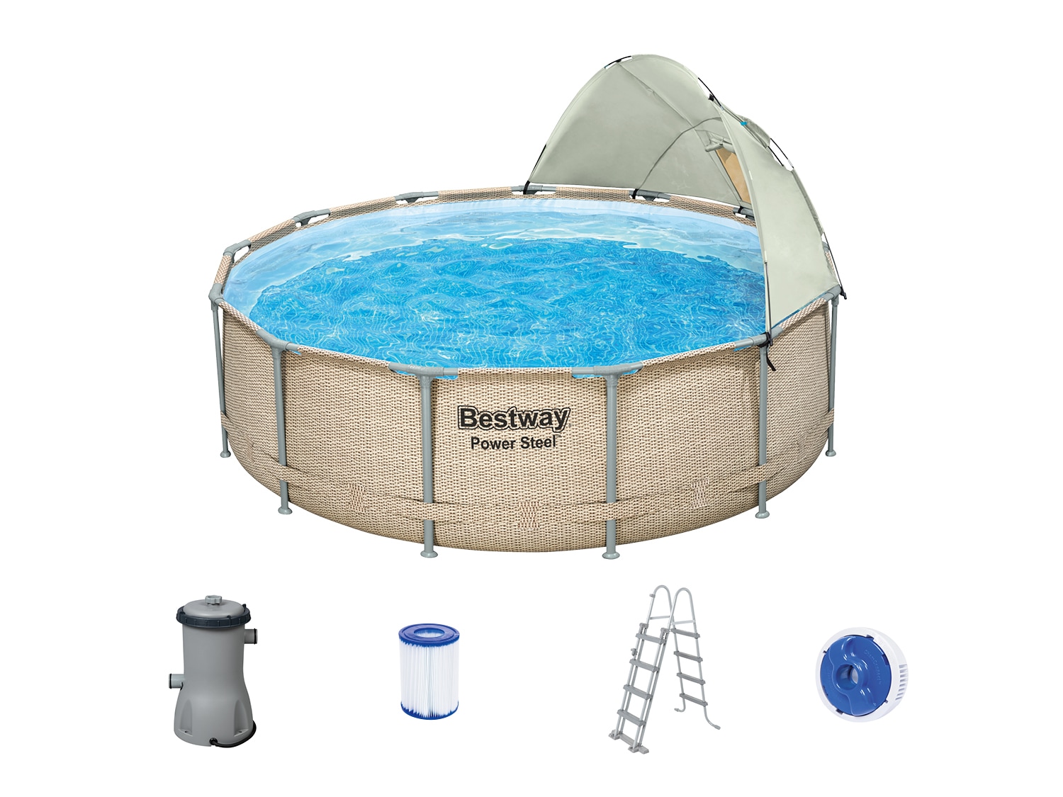 Bestway Bazén Power Steel Frame s filtračním zařízením a schůdky, Ø 3,96 x 1,07 m