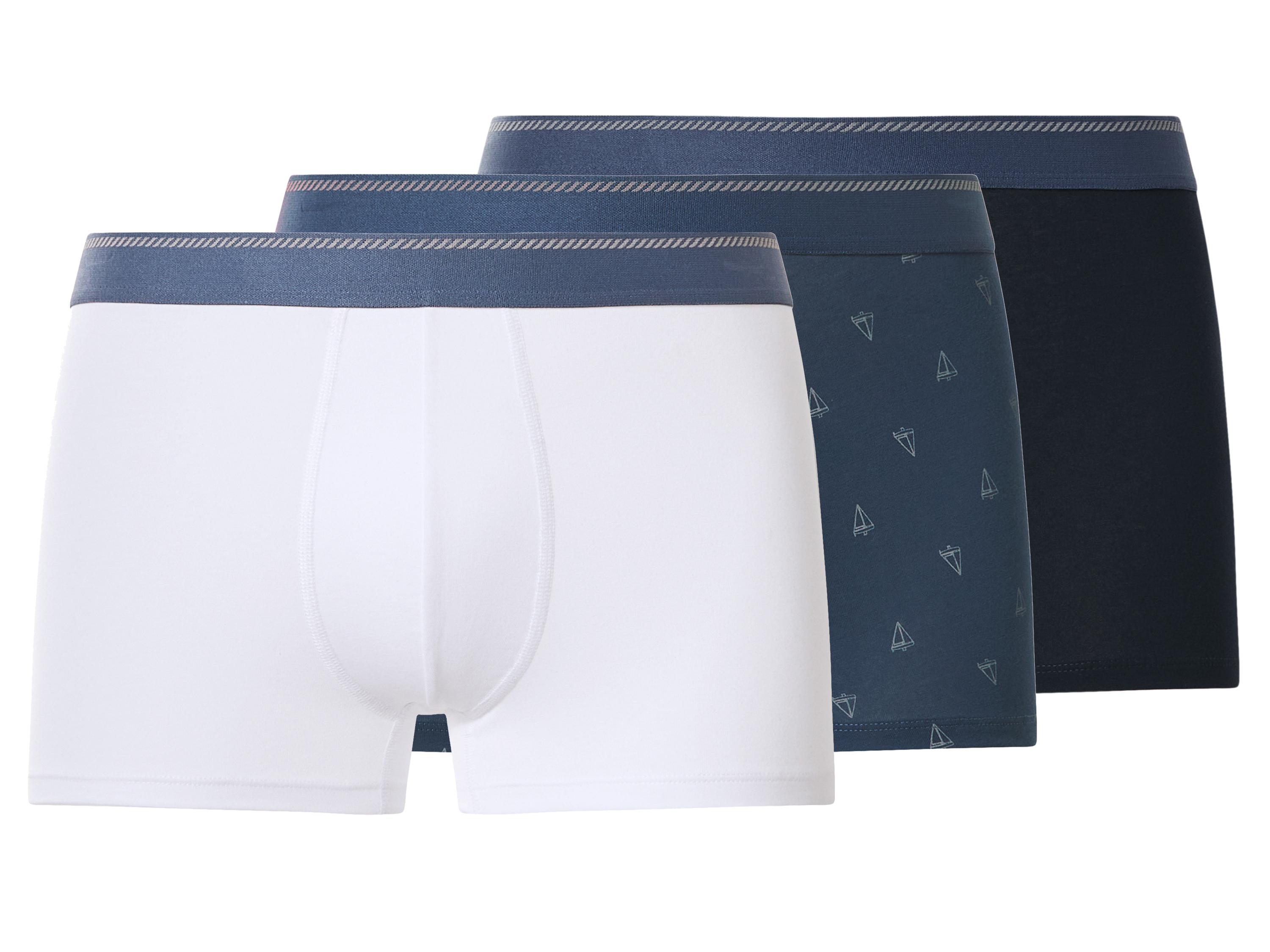 esmara Men Pánské boxerky, 3 ks (navy modrá / modrá / bílá, 4/S)