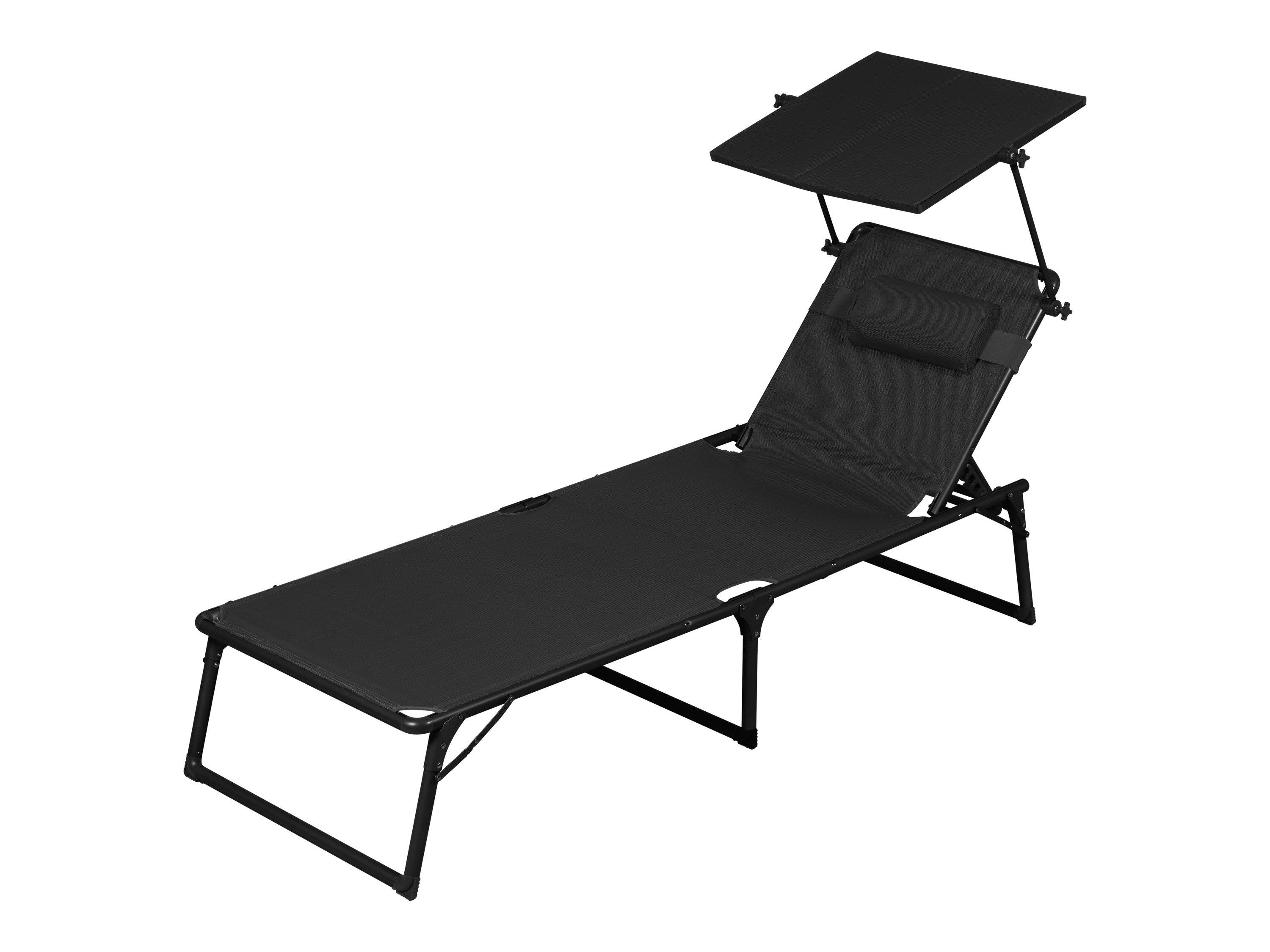 Livarno® Hliníkové polohovací lehátko se sluneční clonou Houston, černá