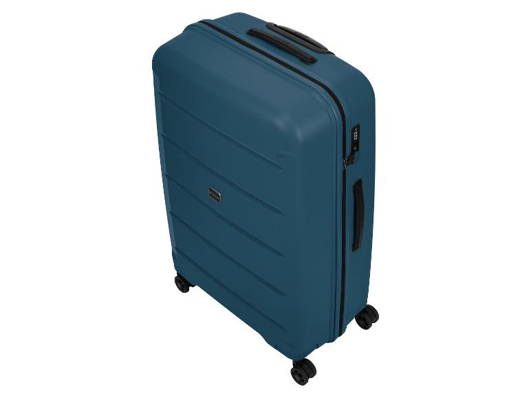 Tmavě modrý kufr na kolečkách značky It's Luggage.