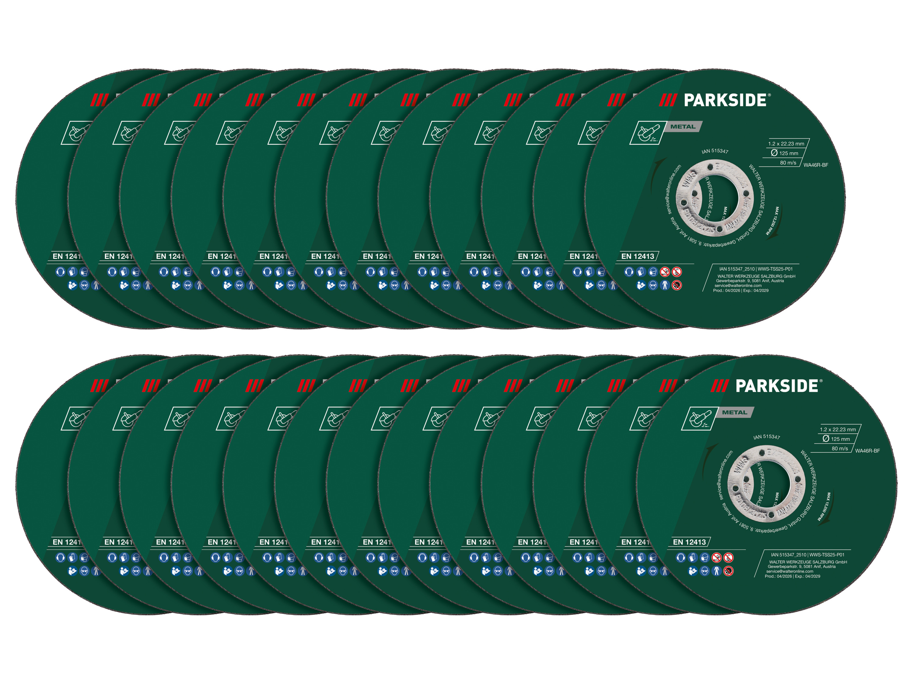 Parkside® Sada řezných kotoučů, 25dílná / Rychloupínací matice pro úhlovou brusku (sada řezných kotoučů 25 ks)