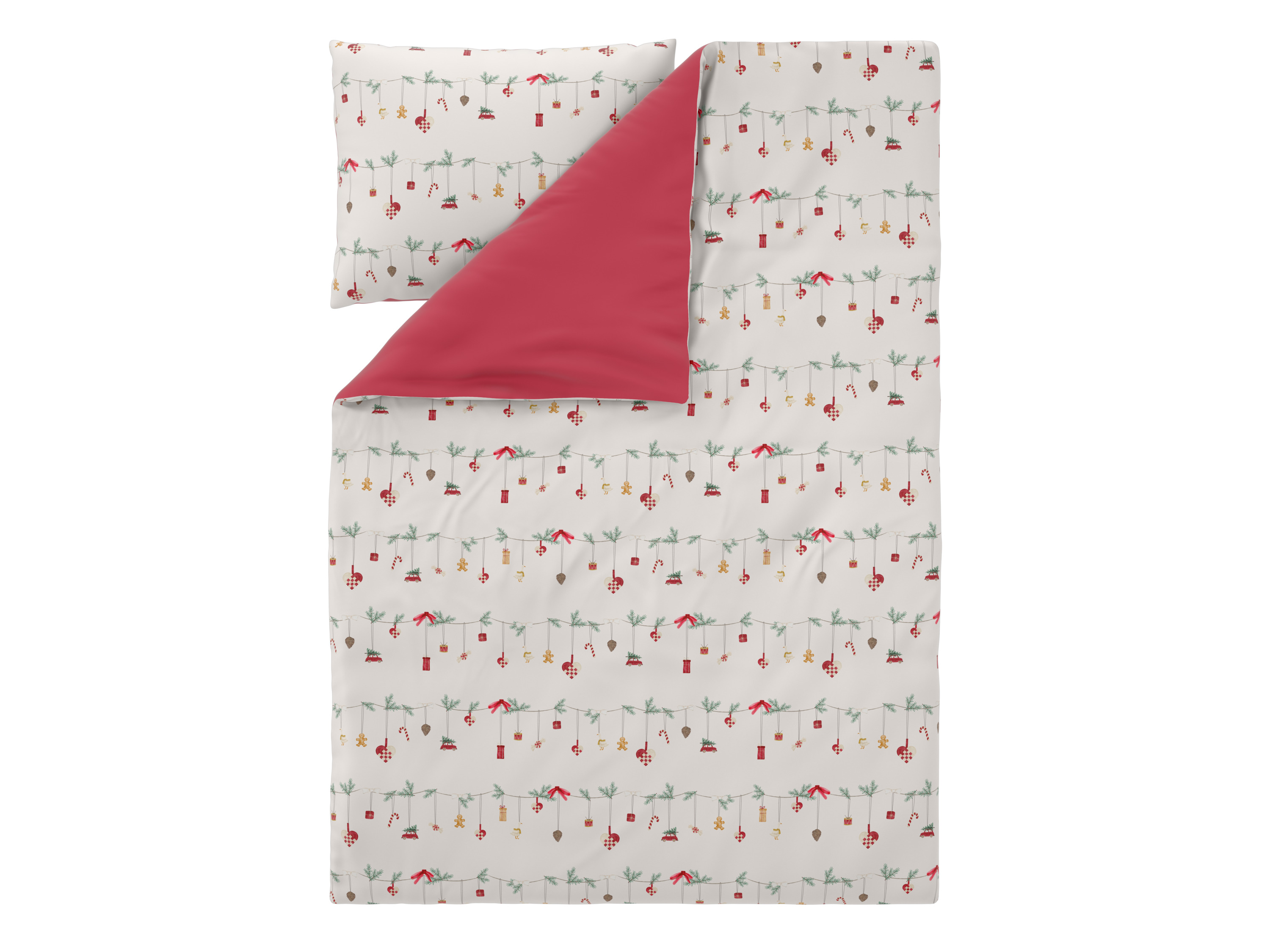 Livarno® Ložní povlečení z mikrovláknitého saténu, 140 x 200 cm, 70 x 90 cm (girlanda)