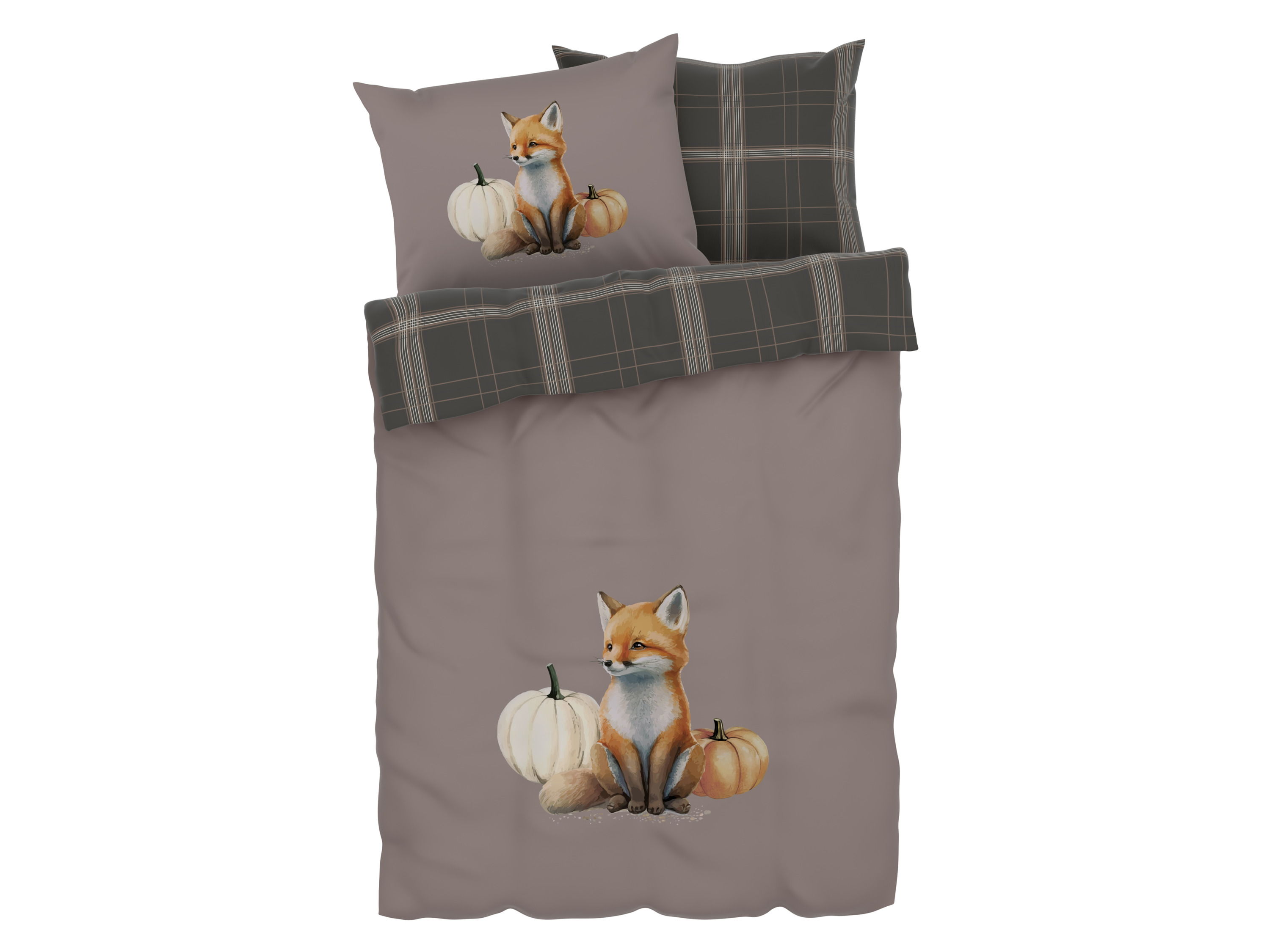 Livarno home Ložní povlečení z mikrovláknitého saténu, 220 x 240 cm, 70 x 90 cm (liška)