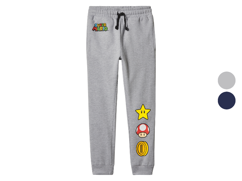 Šedé dětské tepláky Super Mario.