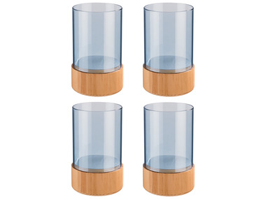 Sada skleněných svícnů, 4dílná, modrá