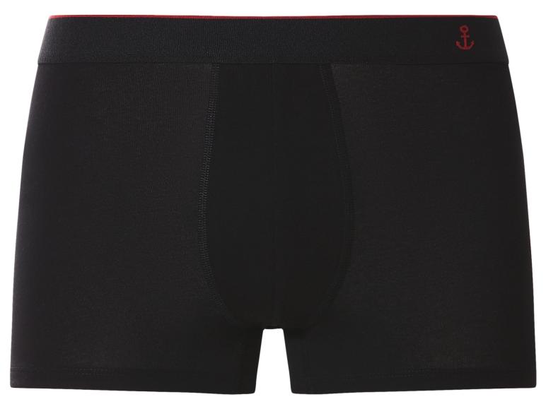 Pánské černé boxerky s červeným pasem a motivem kotvy.