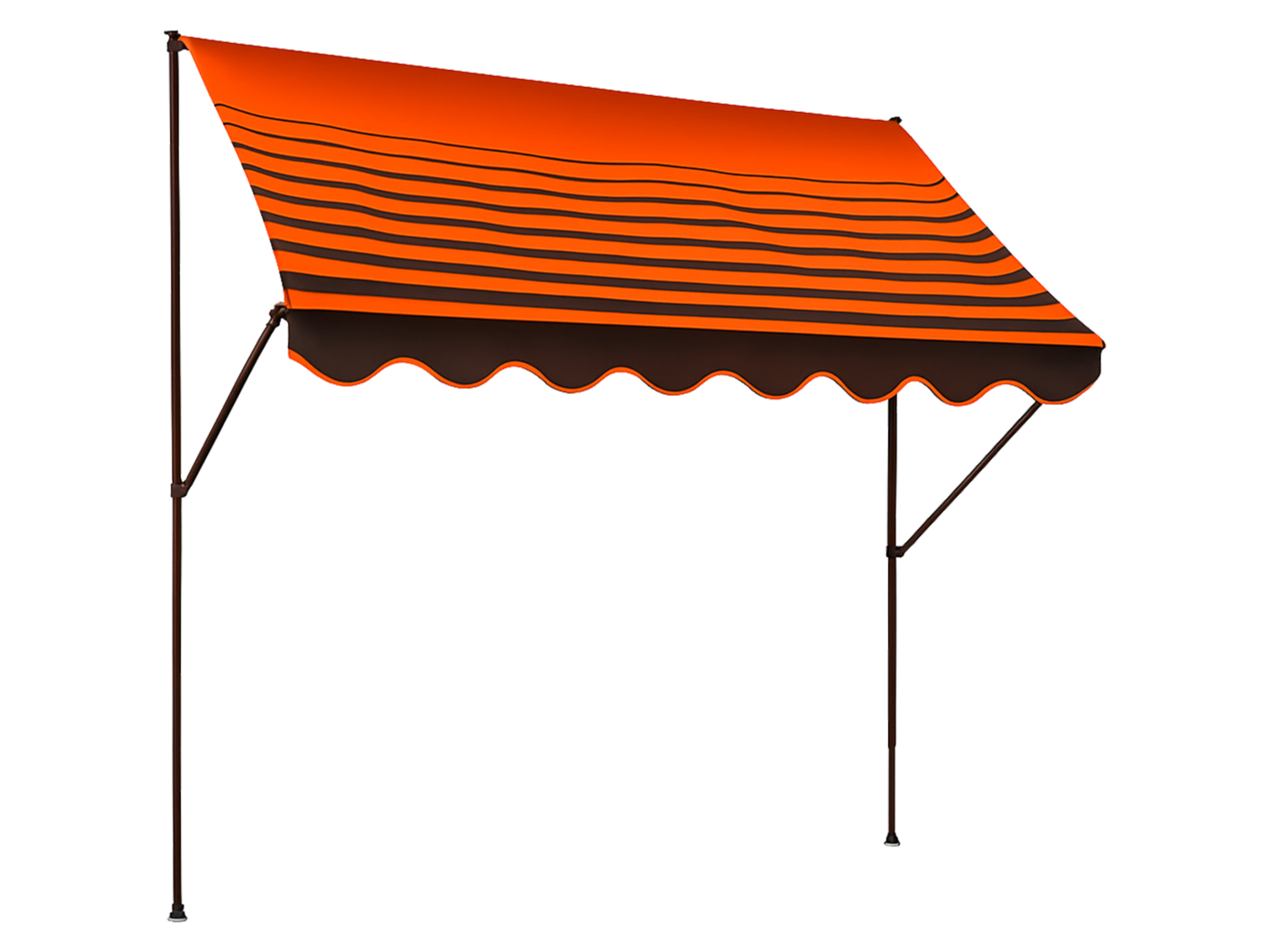 Upínací markýza Angerer (hnědá s oranžovými pruhy, šířka 400 cm)