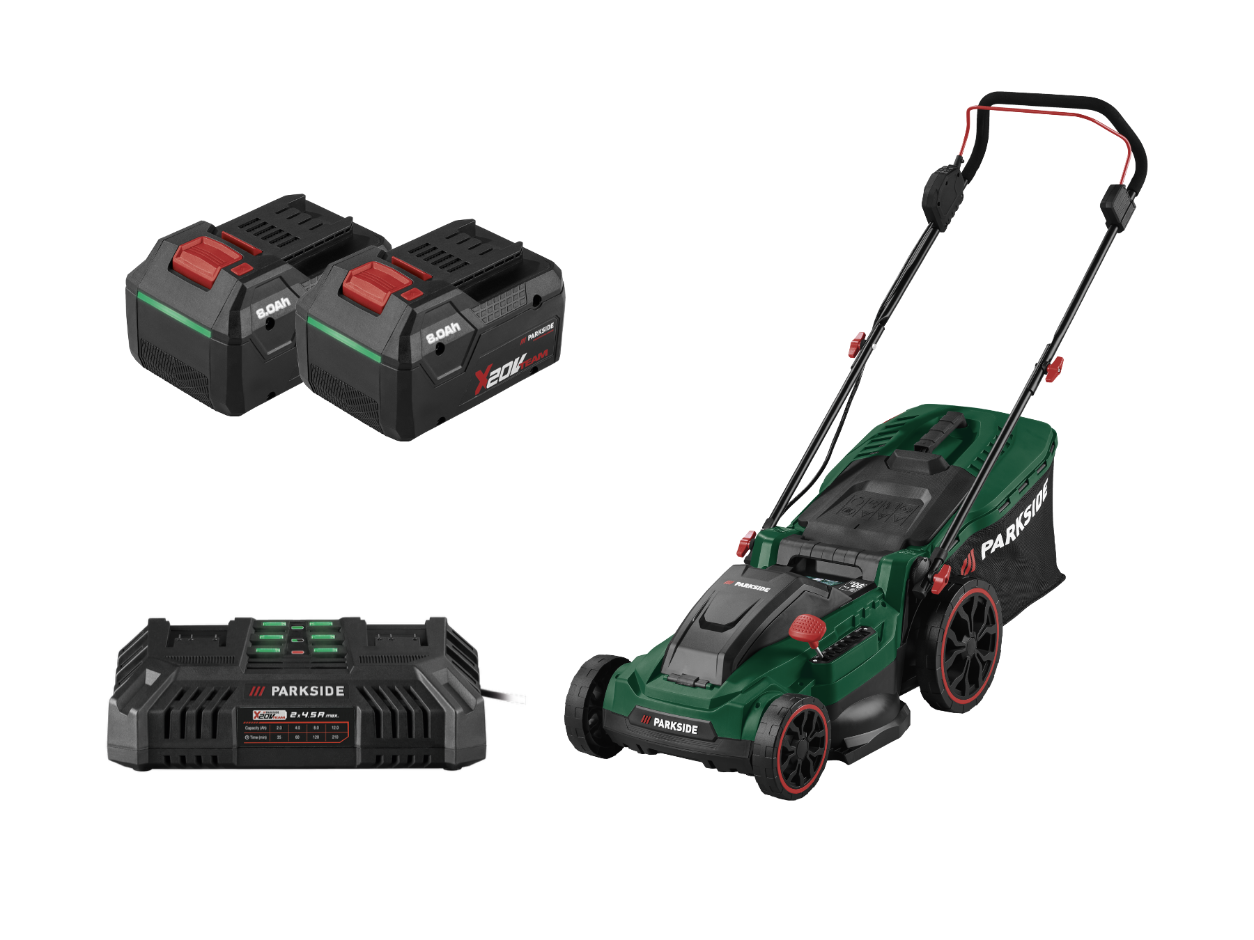 Parkside® Aku sekačka na trávu Parm 41 A1, 2x Smart 8 Ah