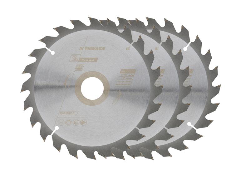 Čtyři kotoučové pilové listy na dřevo, 24 zubů, průměr 100 mm, certifikace EN 847-1.