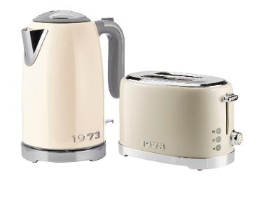 Sada retro rychlovarné konvice 1973 SWKR 3100 C3 a retro topinkovače 1973 STR 980 C3, krémová, 2dílná