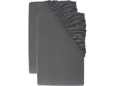 Sada žerzejových napínacích prostěradel, 90–100 x 200 cm, tmavě šedá, 2dílná