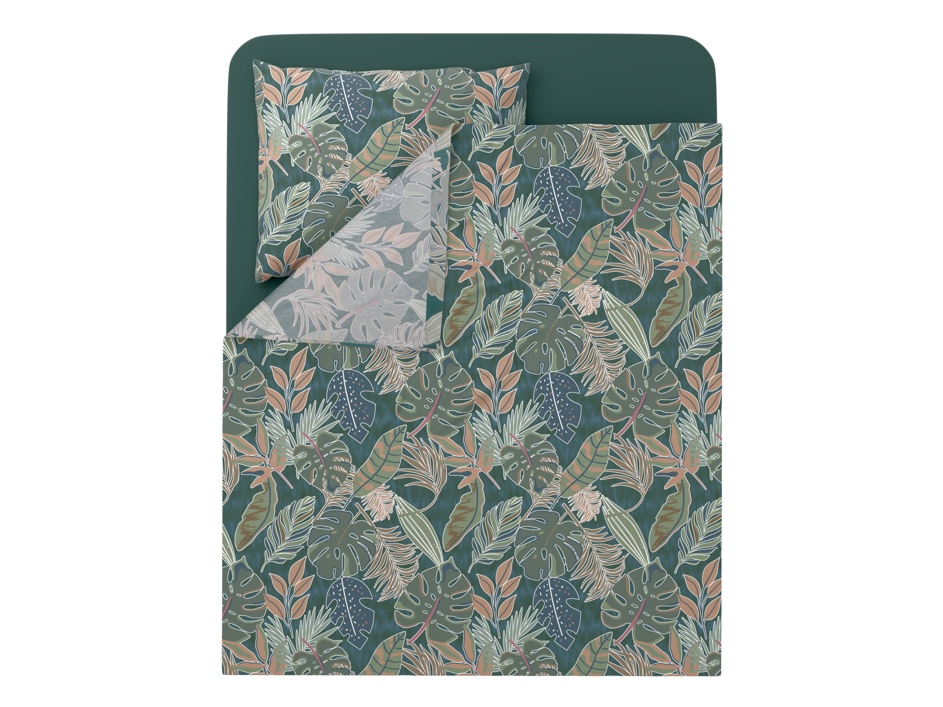 Livarno® Sada ložního povlečení Renforcé, 160 x 280 cm, 70 x 90 cm, 3dílná (zelená)