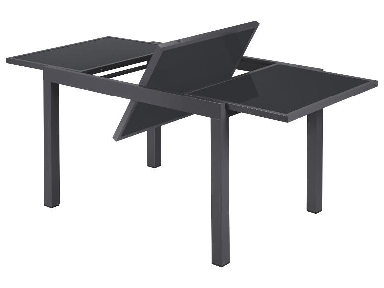 Rozkládací stůl se skleněnou deskou, moderní design.