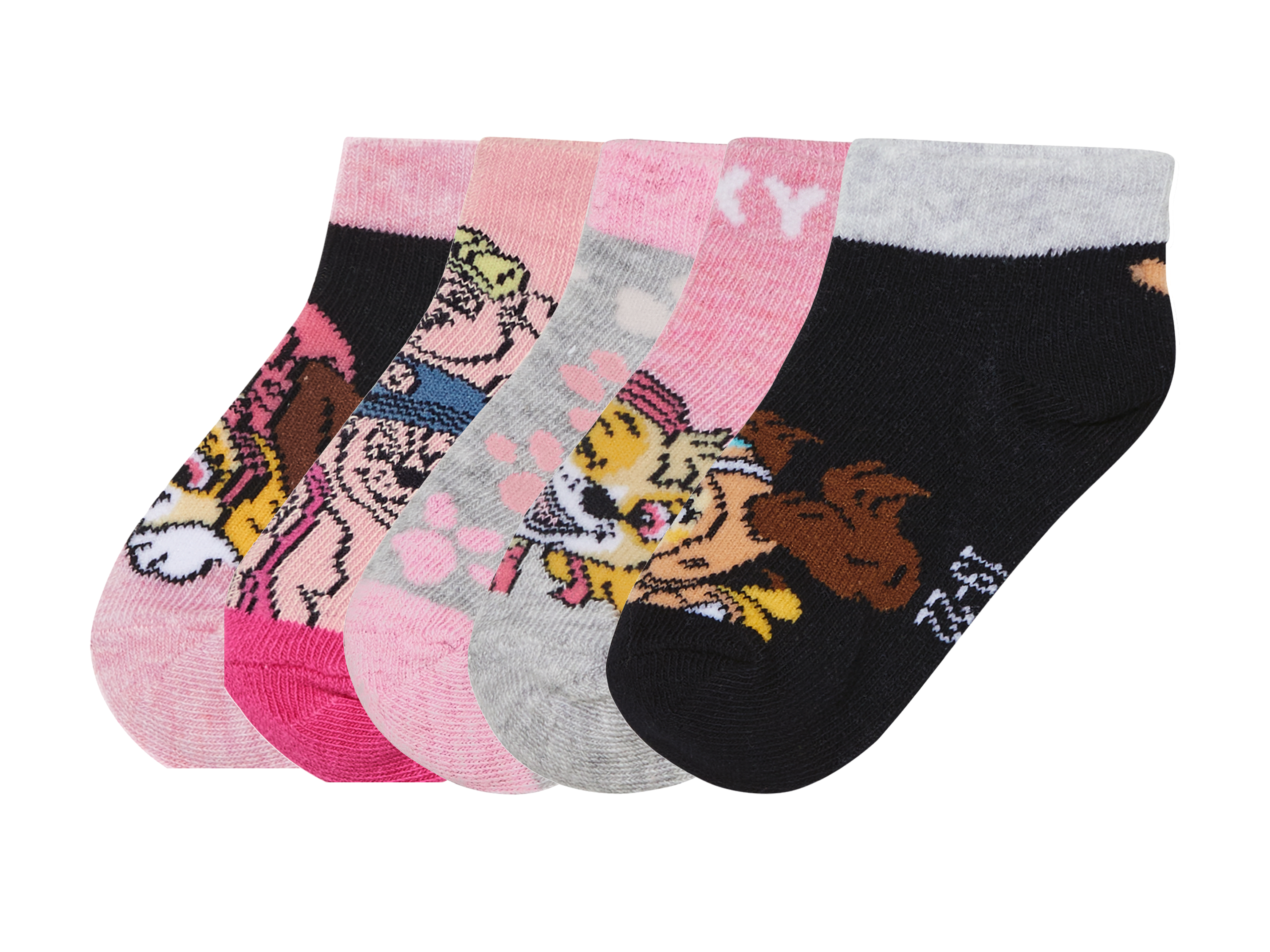 Dětské kotníkové ponožky, 5 párů (růžová/šedá/navy/růžová, 27/30)