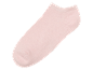 Světle růžová ponožka izolovaná na černém pozadí.