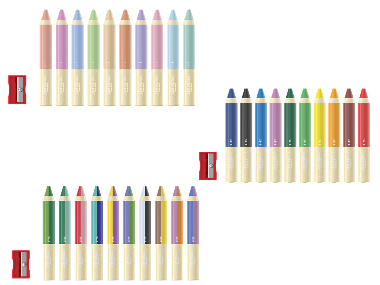 crelando® Sada dětských pastelek 3 v 1, 10dílná