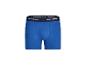 Modré boxerky s černým elastickým pasem s nápisem „HAPPY SHORTS“ bílou barvou.