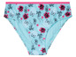 Ženské kalhotky se světle modrým podkladem a potiskem květů a hmyzu.