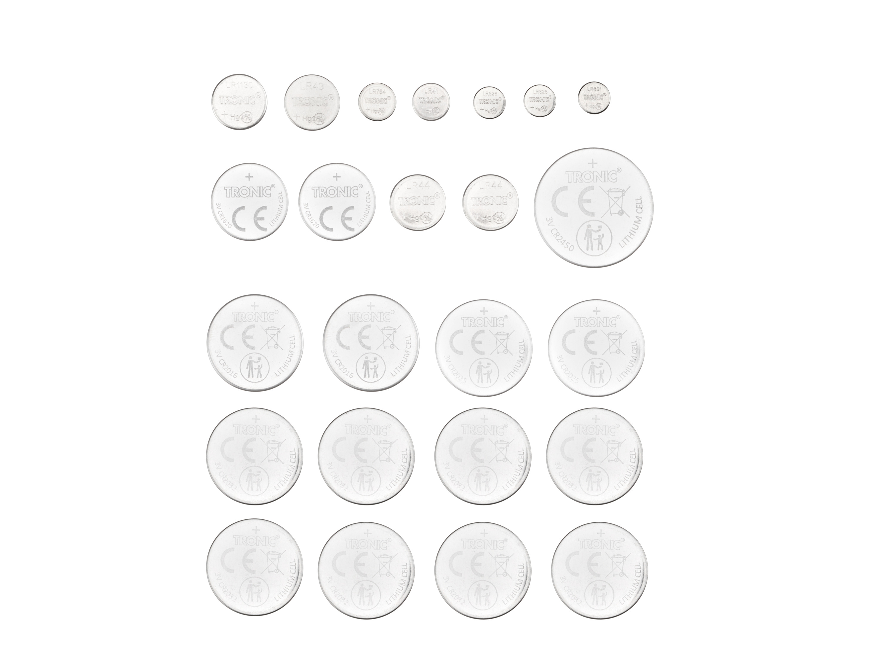 Tronic® Sada knoflíkových baterií, 24dílná