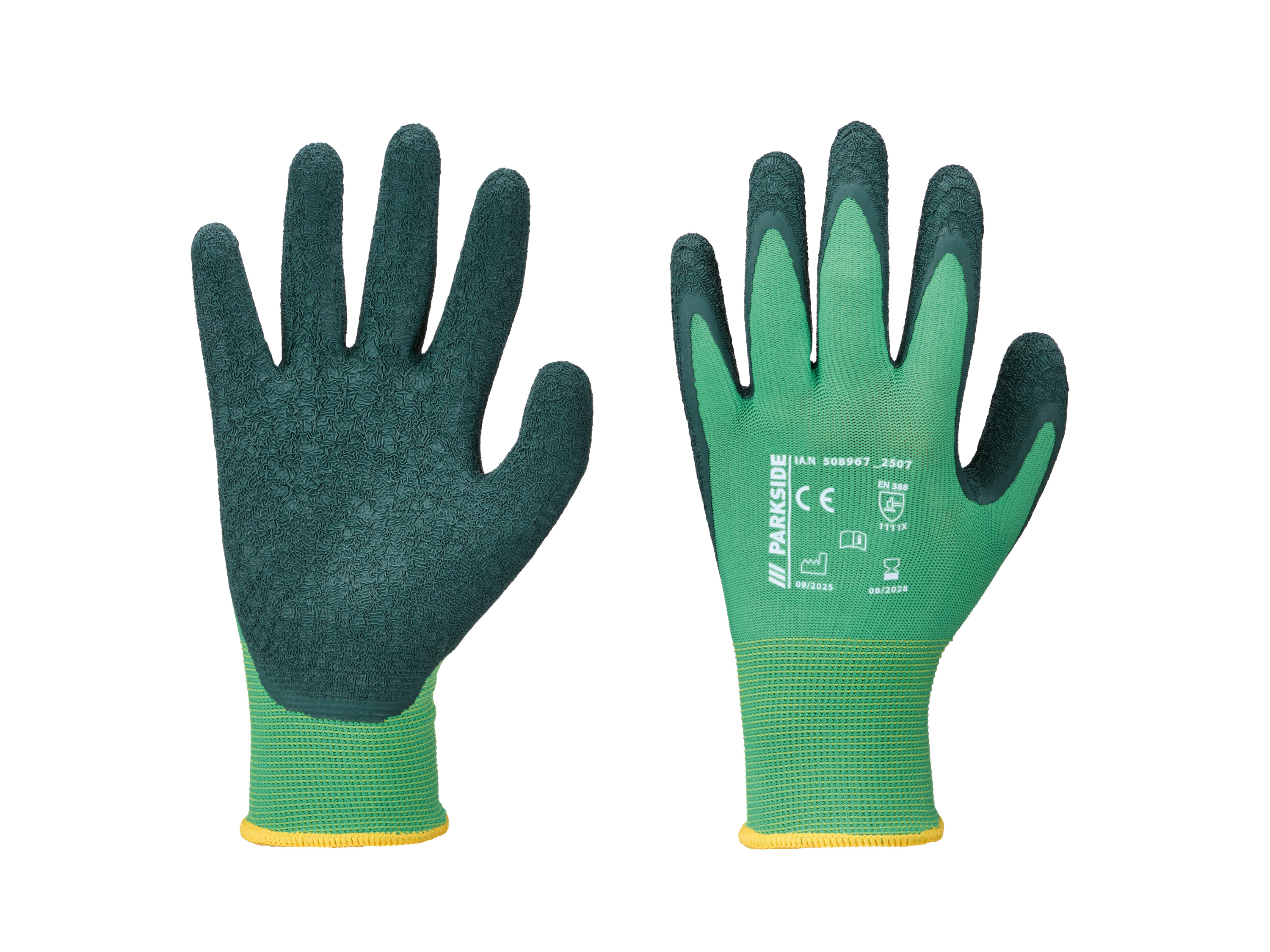 ParksideÂ® ZahradnĂ­ rukavice (zelenĂˇ/ĹľlutĂˇ, 7)