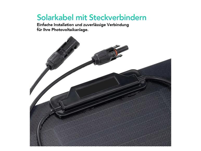 Solární kabel s konektory pro snadnou a spolehlivou fotovoltaickou instalaci.