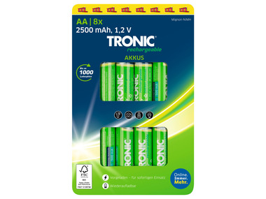 TRONIC® Nabíjecí baterie Ni-MH Ready 2 Use, 8 kusů