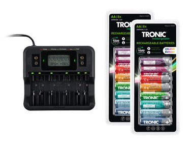 TRONIC® Sada nabíječky a nabíjecích baterií AA, 9dílná