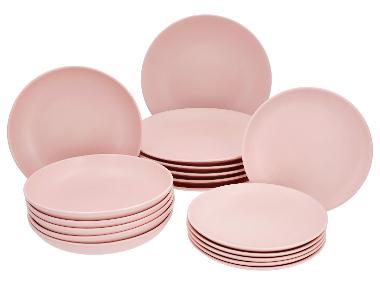 SILVERCREST® Jídelní servis Pastell, 18dílná sada, světle růžová