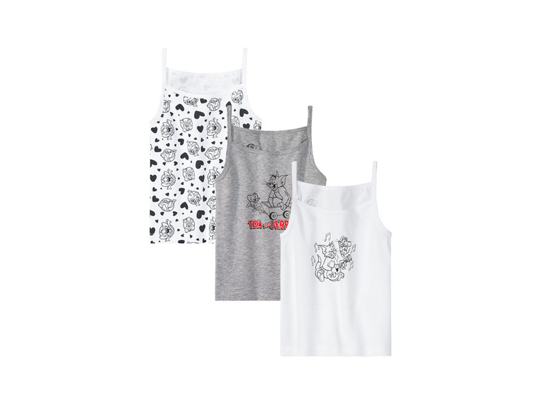 Tři tanktopy s motivem Toma a Jerry s různými vzory.