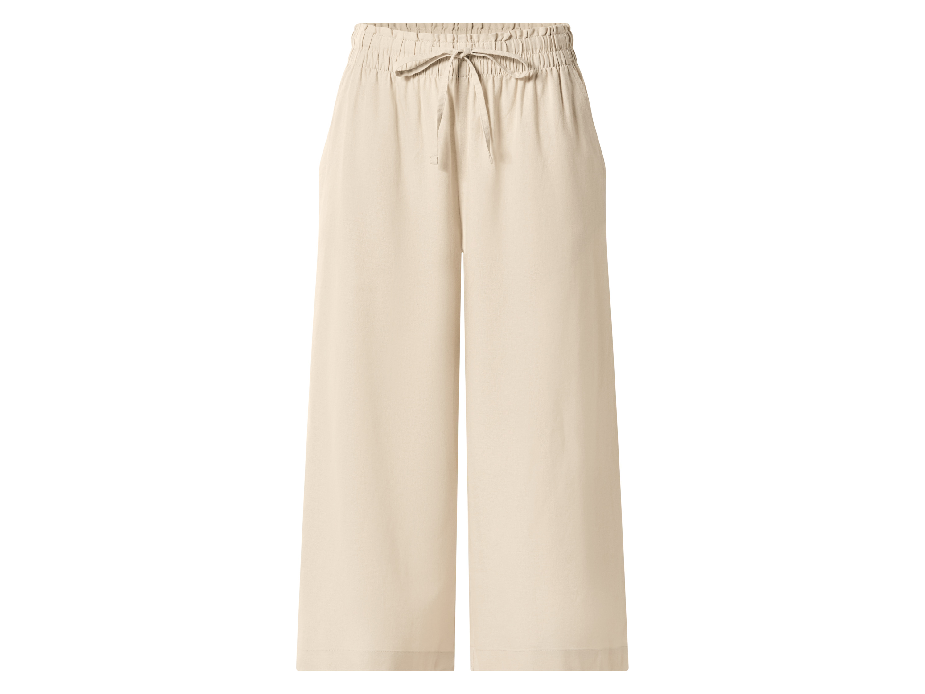 esmara® Dámské culotte kalhoty s podílem lnu (béžová, XS (32/34))