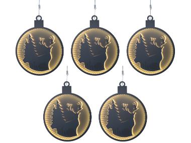 Sada vánočních LED osvětlení, 5dílná, vánoční koule