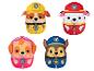 Čtyři plyšové hračky Paw Patrol v různých uniformách.