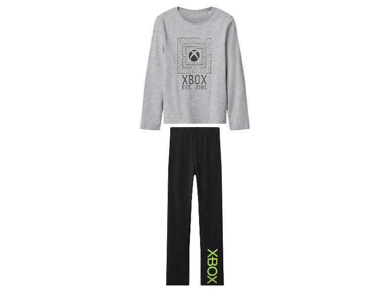 Šedý top Xbox s dlouhým rukávem a černé tepláky Xbox.