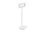 Bílá LED stolní lampa s flexibilním ramenem a obdélníkovou základnou.